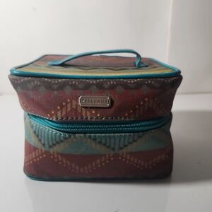 Silpada Jewelry Travel Case Southwestern Canvas Organizer Turquoise Bag